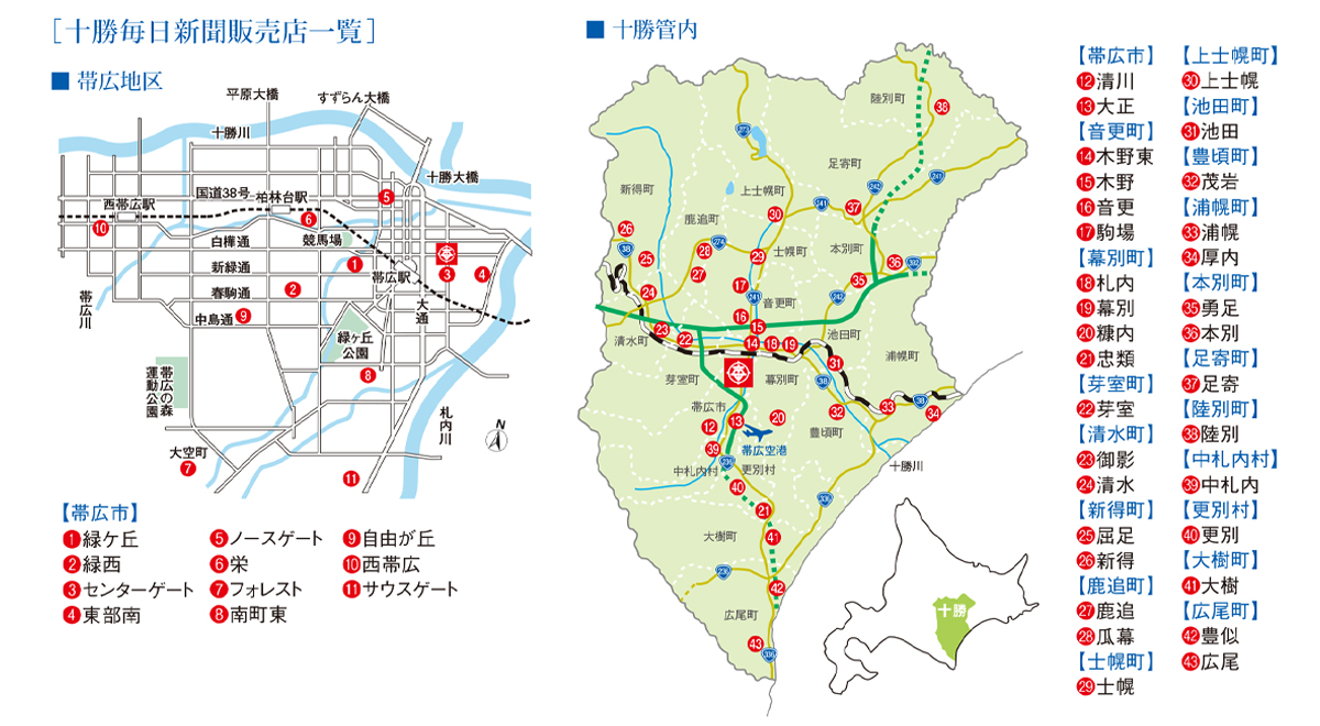 十勝毎日新聞社新聞販売店一覧